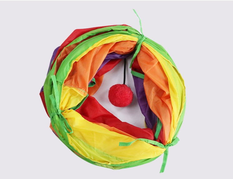 JMT-637322 Collapsible Rainbow Cat Tunnel - Eco-Friendly, Scratch-Resistant Design for Interactive Play