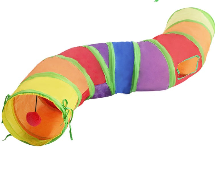 JMT-637322 Collapsible Rainbow Cat Tunnel - Eco-Friendly, Scratch-Resistant Design for Interactive Play