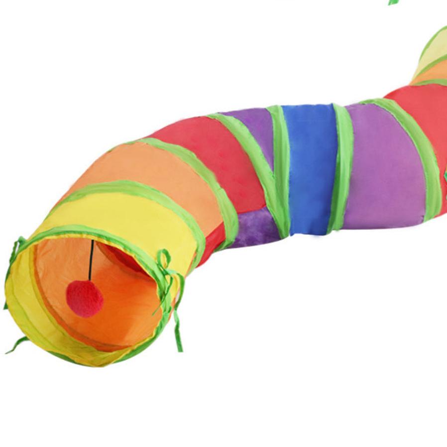 JMT-637322 Collapsible Rainbow Cat Tunnel - Eco-Friendly, Scratch-Resistant Design for Interactive Play
