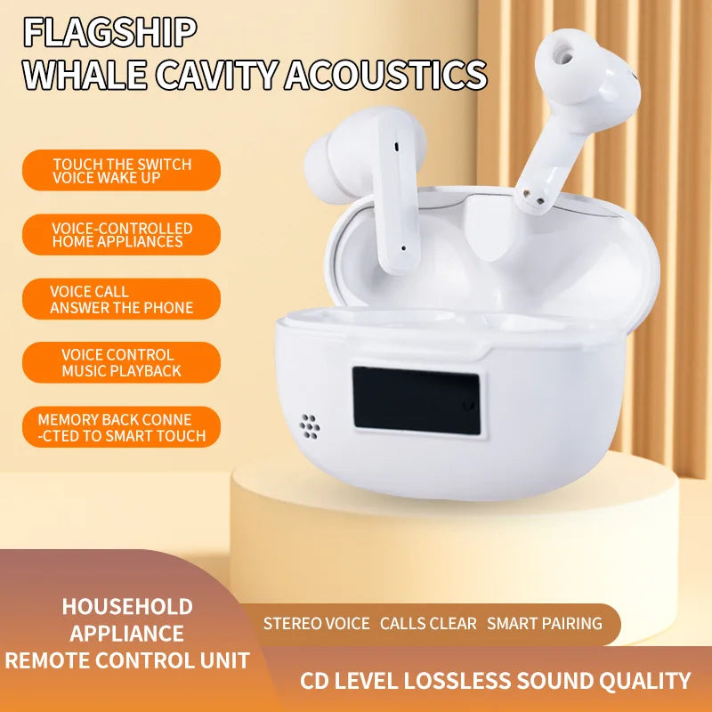 JMT-637514 AI-Driven TWS Bluetooth Headset with Voice Control and LED Display for Home Use