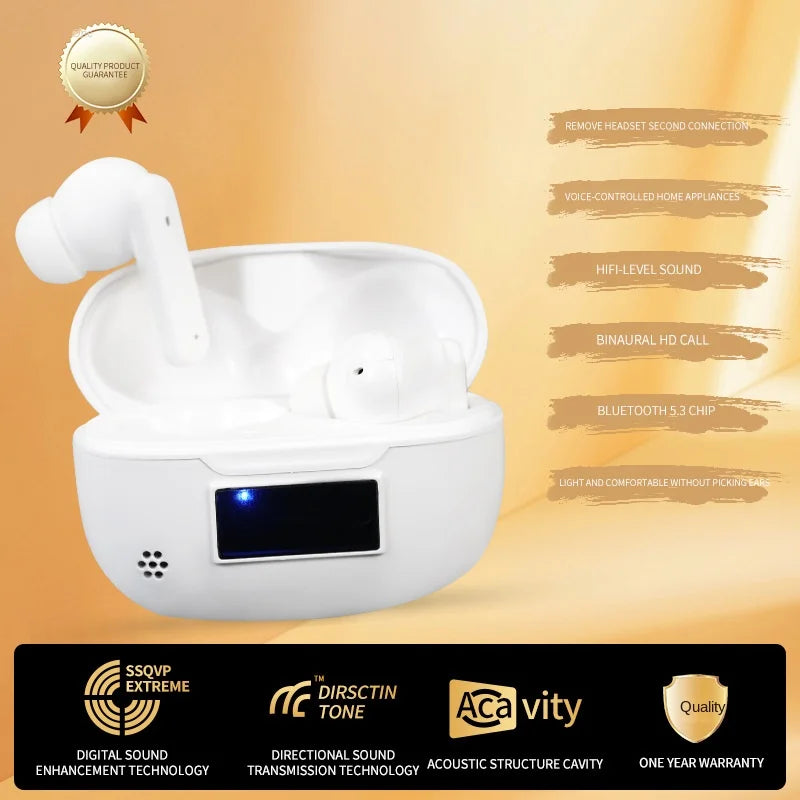 JMT-637514 AI-Driven TWS Bluetooth Headset with Voice Control and LED Display for Home Use