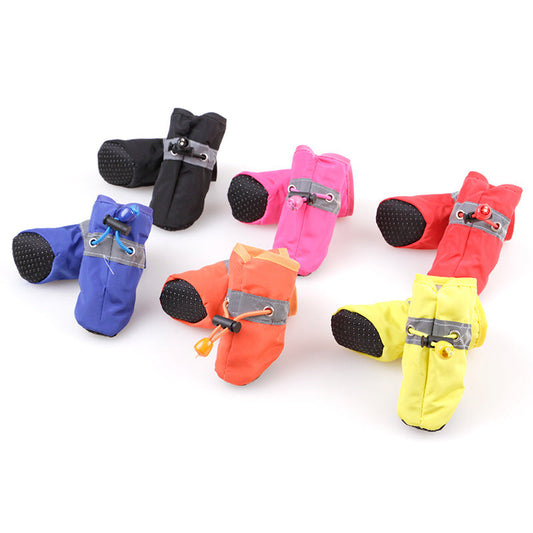 JMT-637962 Soft Sole Non-Slip Pet Rain Boots - Breathable Summer Shoes in Red, Blue, and Black