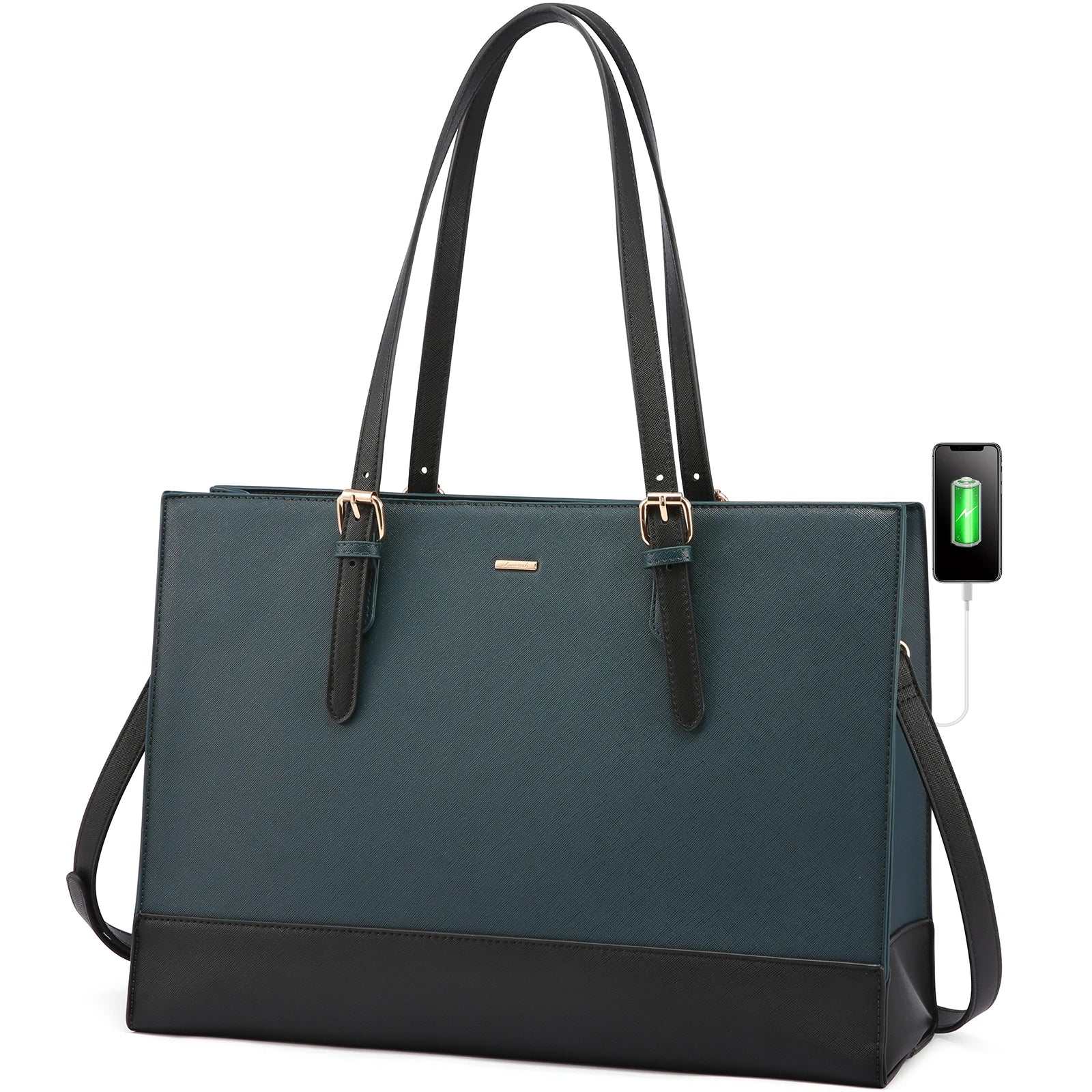 JMT-638218 Stylish PU Leather Laptop Tote for Women - 15.6 Inch Briefcase with USB Port