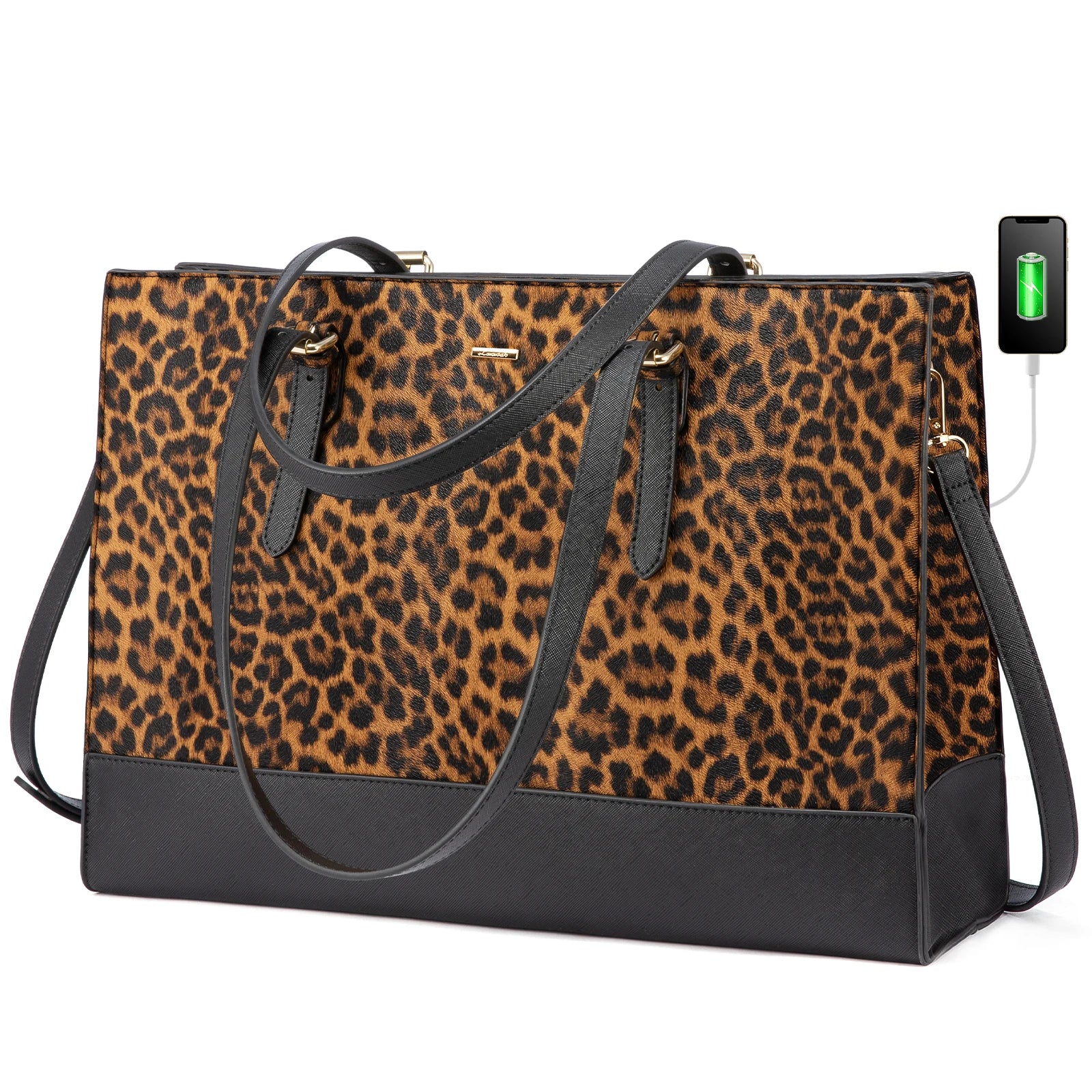 JMT-638218 Stylish PU Leather Laptop Tote for Women - 15.6 Inch Briefcase with USB Port