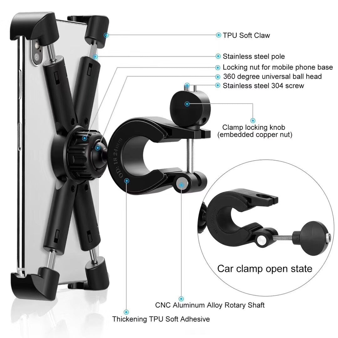 JMT-638346 Universal Motorcycle and Bicycle Mobile Phone Holder - Adjustable Bracket for Outdoor Use