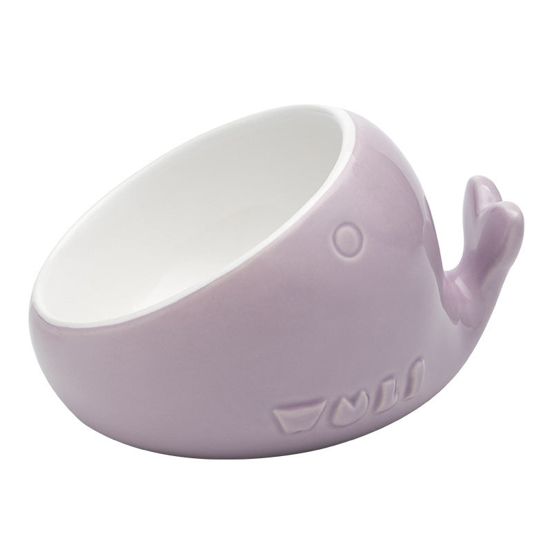 JMT-638666 Ceramic Oblique Mouth Cat Bowl - Lead-Free, Non-Slip, Whisker-Friendly Design