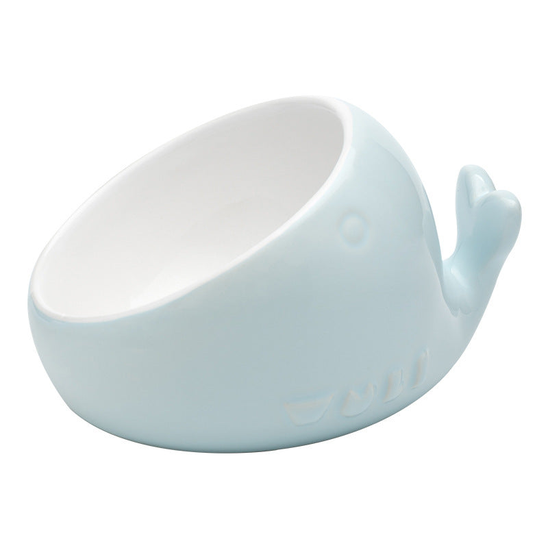 JMT-638666 Ceramic Oblique Mouth Cat Bowl - Lead-Free, Non-Slip, Whisker-Friendly Design