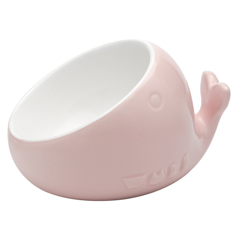 JMT-638666 Ceramic Oblique Mouth Cat Bowl - Lead-Free, Non-Slip, Whisker-Friendly Design