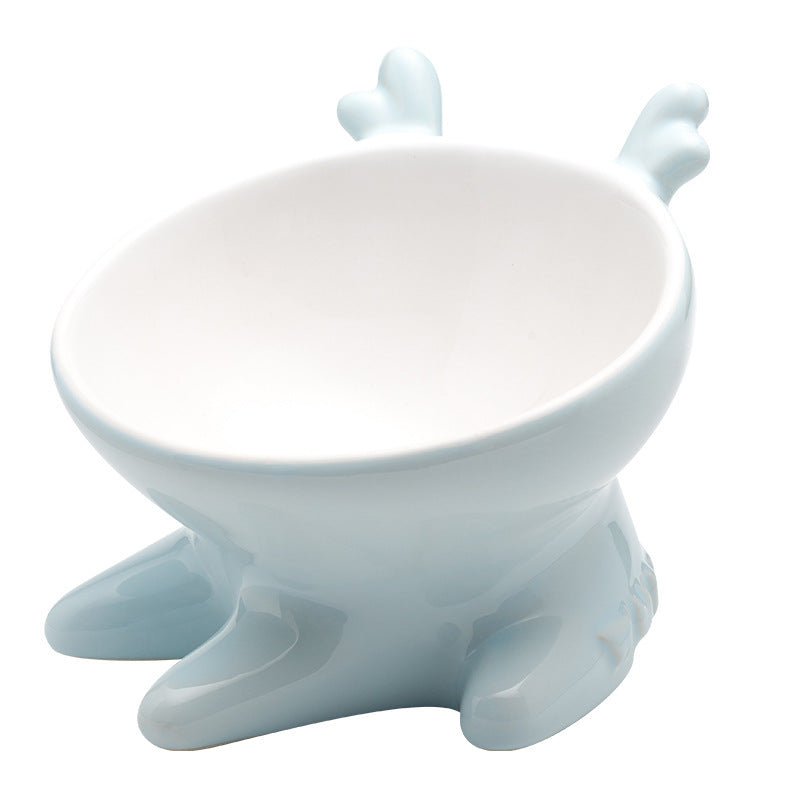 JMT-638666 Ceramic Oblique Mouth Cat Bowl - Lead-Free, Non-Slip, Whisker-Friendly Design