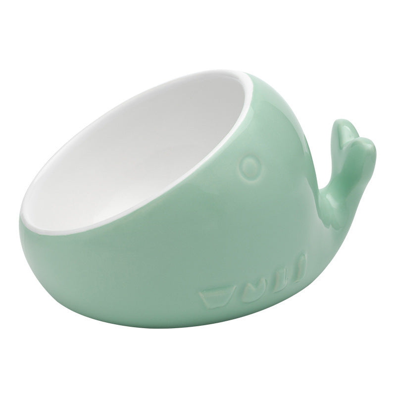 JMT-638666 Ceramic Oblique Mouth Cat Bowl - Lead-Free, Non-Slip, Whisker-Friendly Design