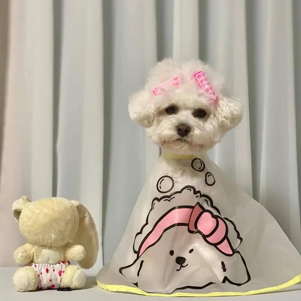 JMT-639114 Adjustable Waterproof Pet Cloak with Cartoon Print for Dog Grooming