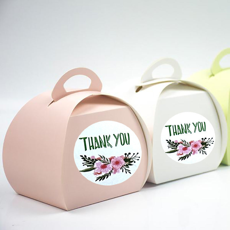 JMT-639114 Round Thank You Flower Stickers for Product Packaging and Decoration
