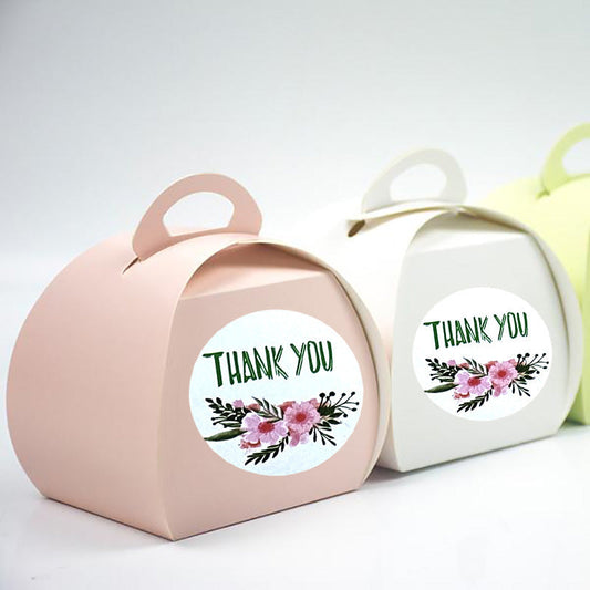 JMT-639114 Round Thank You Flower Stickers for Product Packaging and Decoration