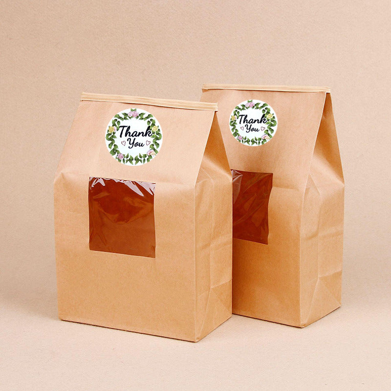 JMT-639114 Round Thank You Flower Stickers for Product Packaging and Decoration