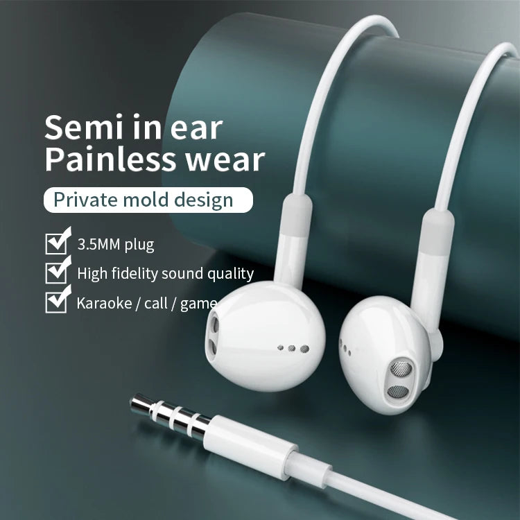 JMT-639306 3.5mm Wired Earphones with Microphone for Mobile Phones, Hi-Fi Stereo Sound Quality Earbuds Headset