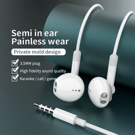 JMT-639306 3.5mm Wired Earphones with Microphone for Mobile Phones, Hi-Fi Stereo Sound Quality Earbuds Headset