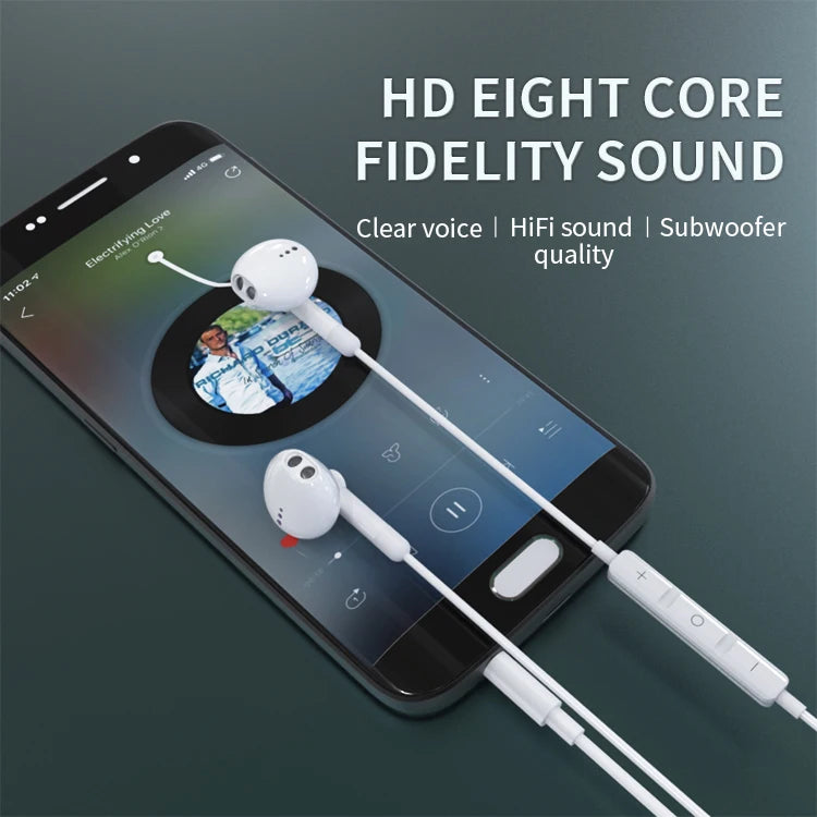 JMT-639306 3.5mm Wired Earphones with Microphone for Mobile Phones, Hi-Fi Stereo Sound Quality Earbuds Headset