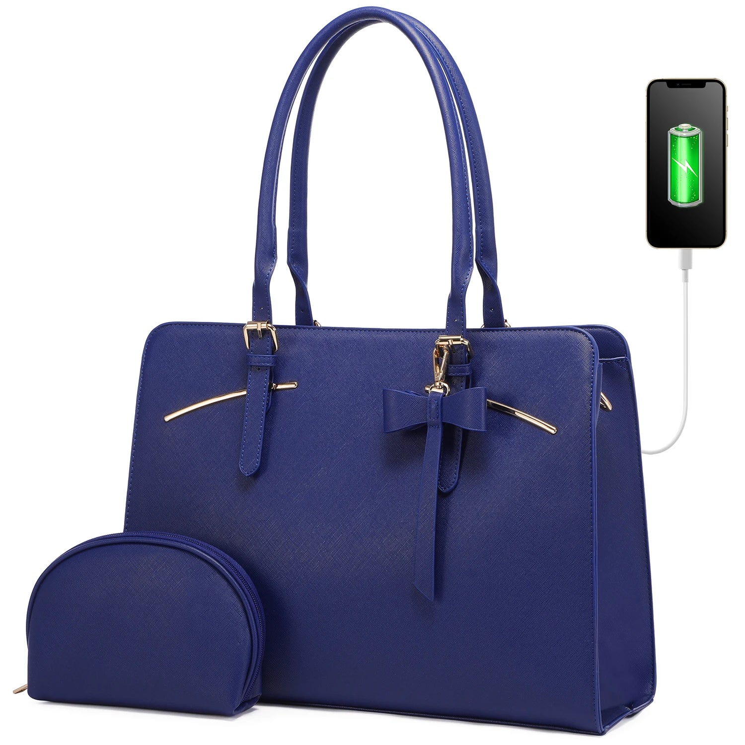 JMT-639370 Spacious Laptop Tote Bag and Crossbody Purse Set for 15.6-Inch Computers