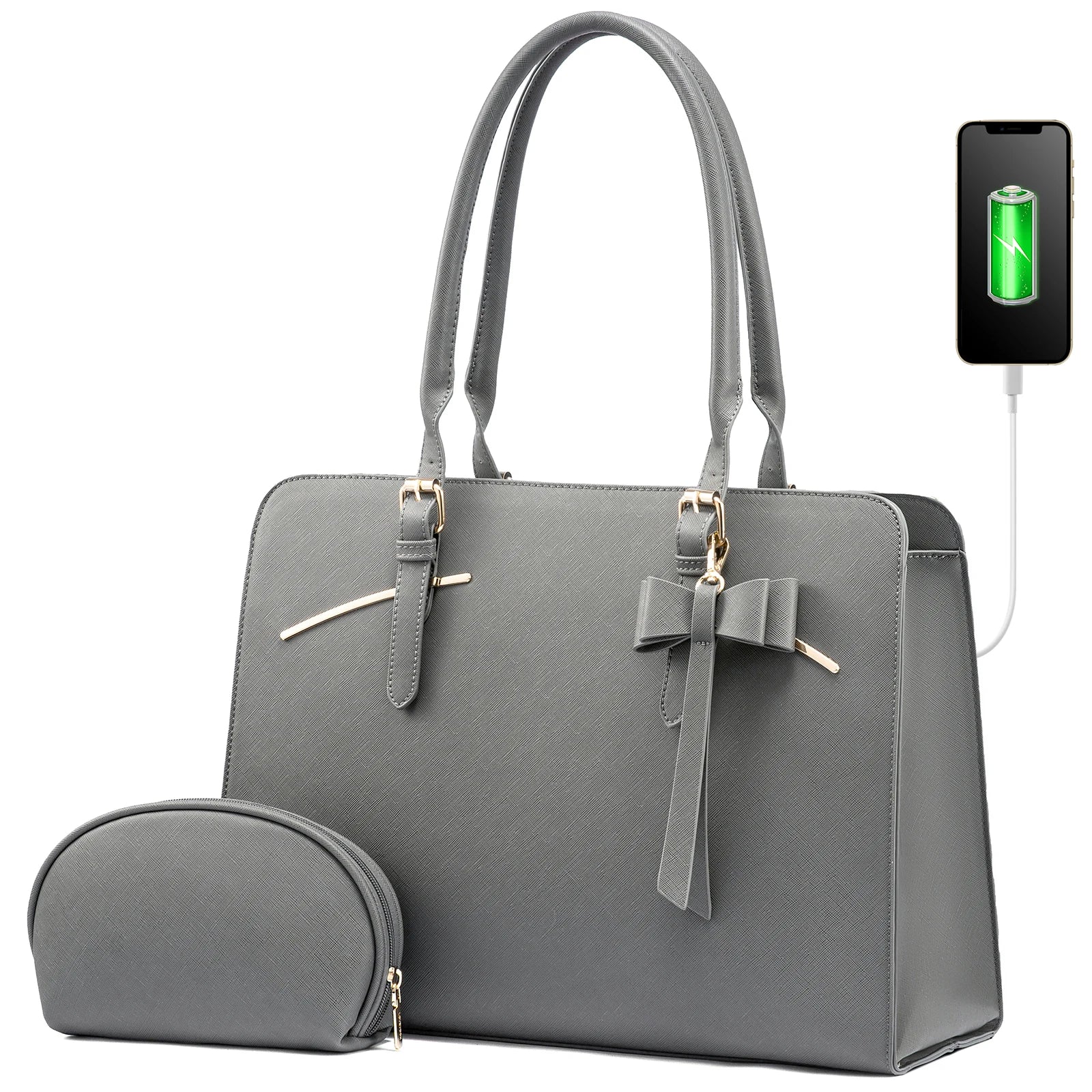 JMT-639370 Spacious Laptop Tote Bag and Crossbody Purse Set for 15.6-Inch Computers