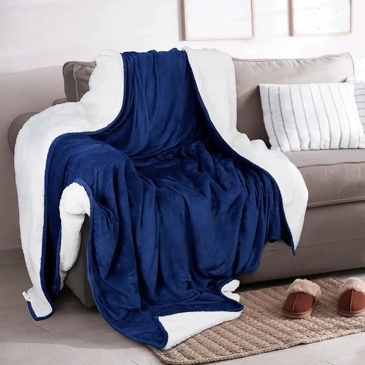 JMT-639562 Double-Sized Velvet Waterproof Blanket for All Seasons - Thick Plush Raschel Fabric