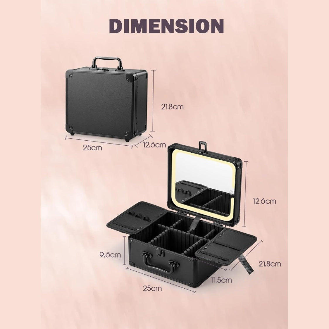 JMT-639626 Lighted Makeup Mirror with Detachable Magnetic Design and Adjustable Brightness Settings