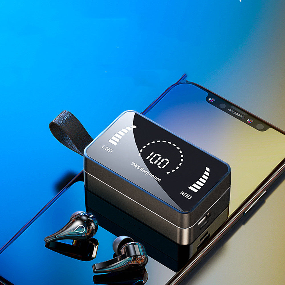 JMT-639626 Mirror Series Wireless Digital Display TWS Bluetooth Headset - Stereo, Dual-Call, Voice Control, 10m Range