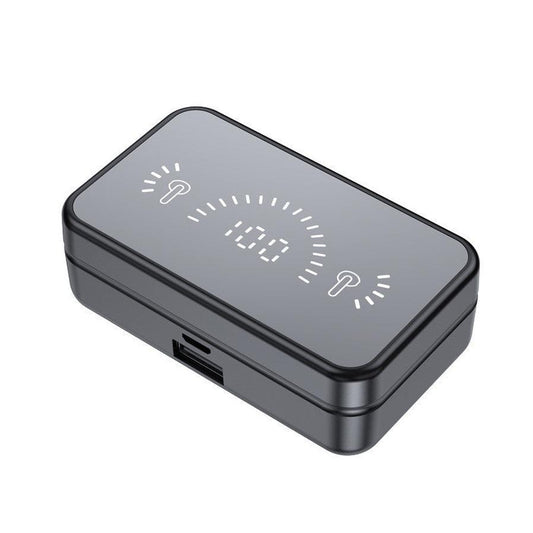 JMT-639626 Mirror Series Wireless Digital Display TWS Bluetooth Headset - Stereo, Dual-Call, Voice Control, 10m Range