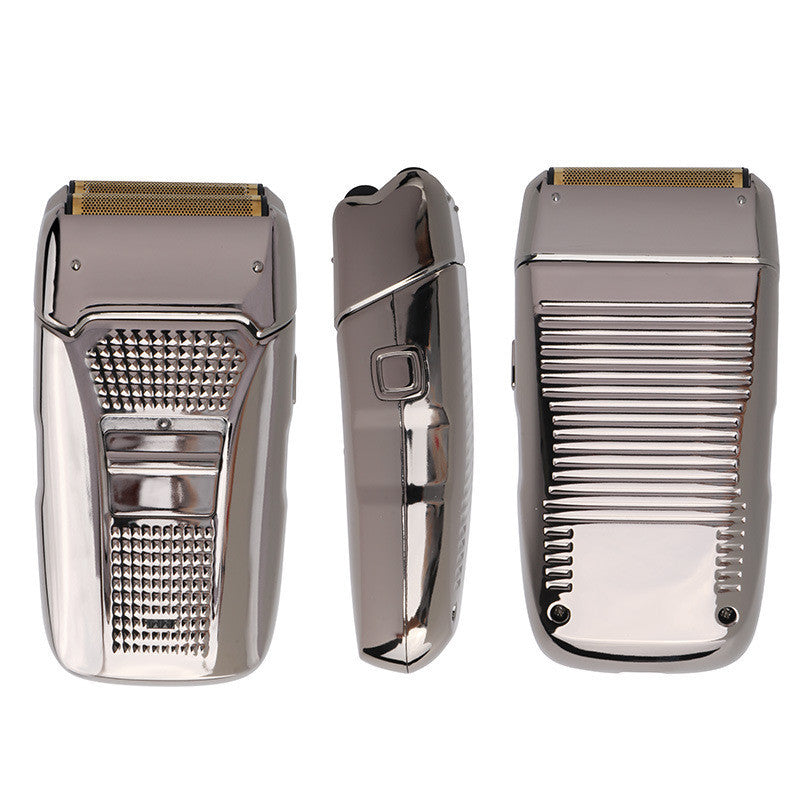 JMT-639882 Dual-Head USB Rechargeable Retro Bald Razor in Gold and Silver