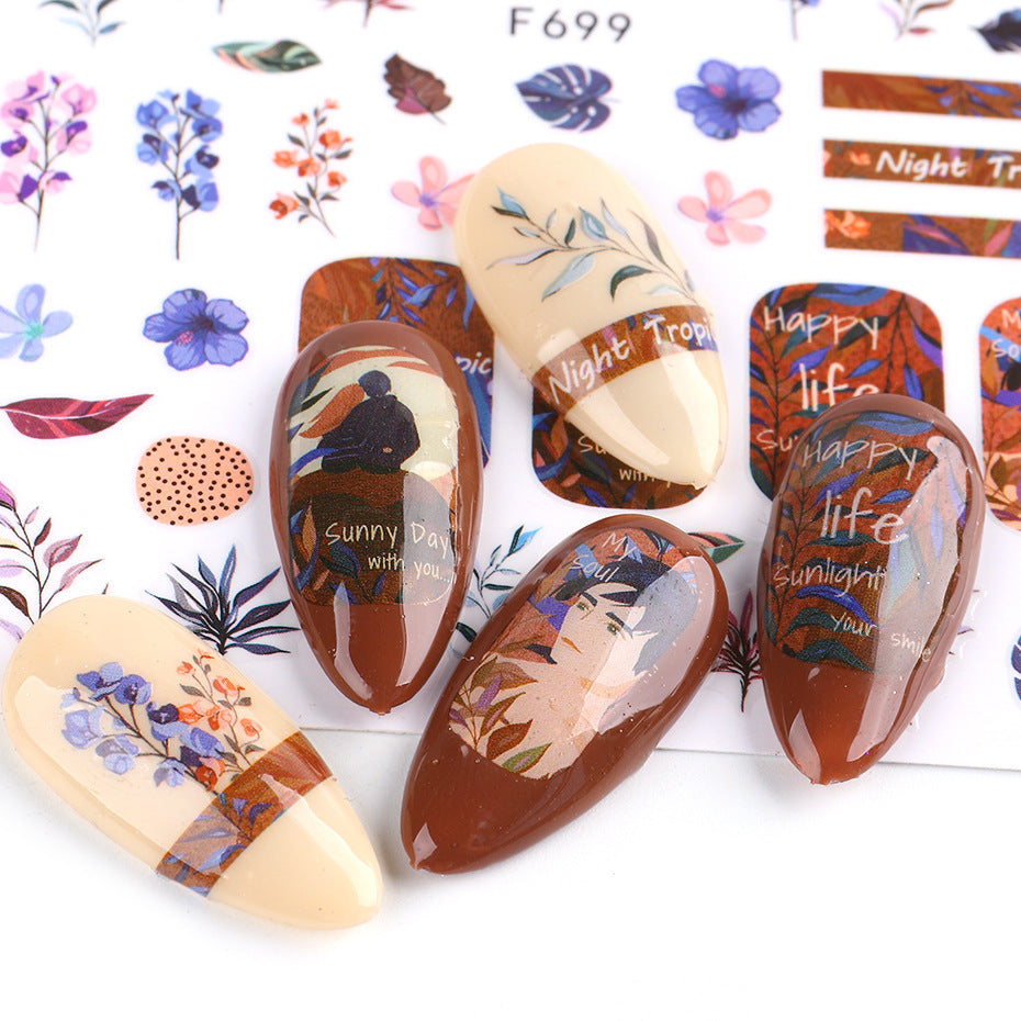 JMT-639946 Floral Nail Stickers Collection - Assorted Designs for Creative Nail Art