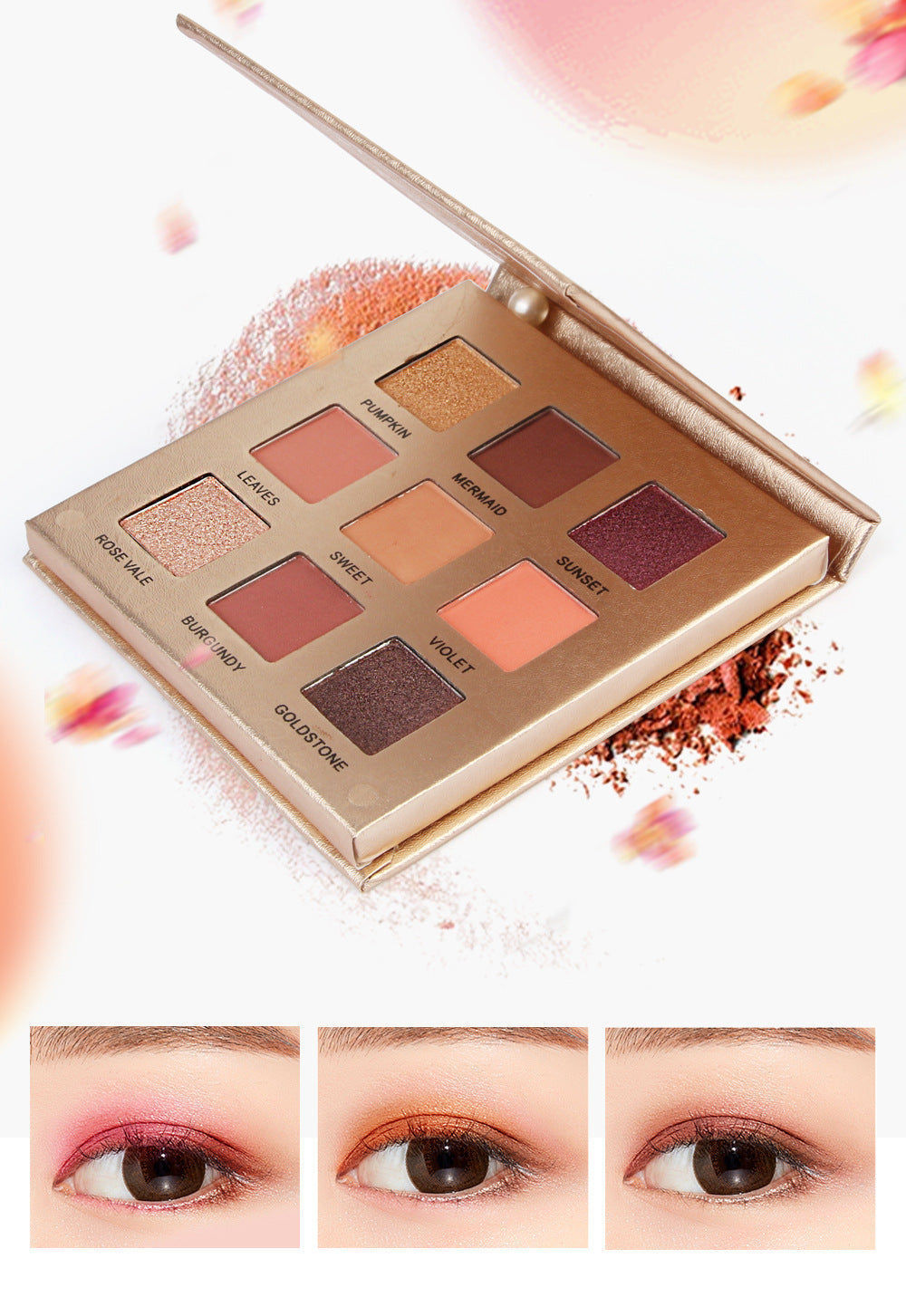 JMT-640074 Golden 9-Color Matte Eyeshadow Palette - Versatile and Vibrant Shades
