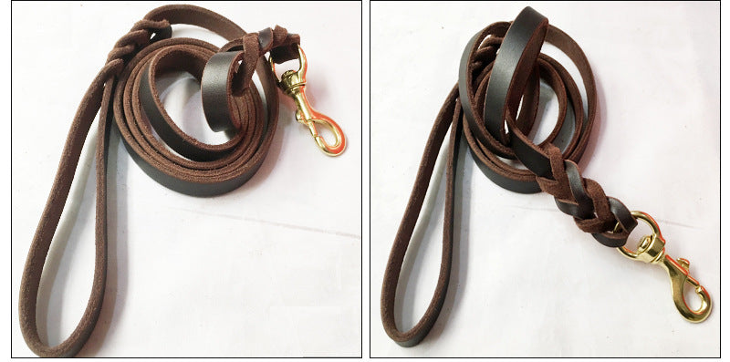 JMT-640138 Leather Dog Traction Rope for Training - 2 Meter Extended Telescopic Design, Ideal for Medium to Large Breeds