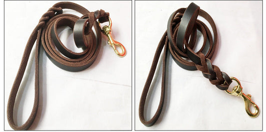 JMT-640138 Leather Dog Traction Rope for Training - 2 Meter Extended Telescopic Design, Ideal for Medium to Large Breeds