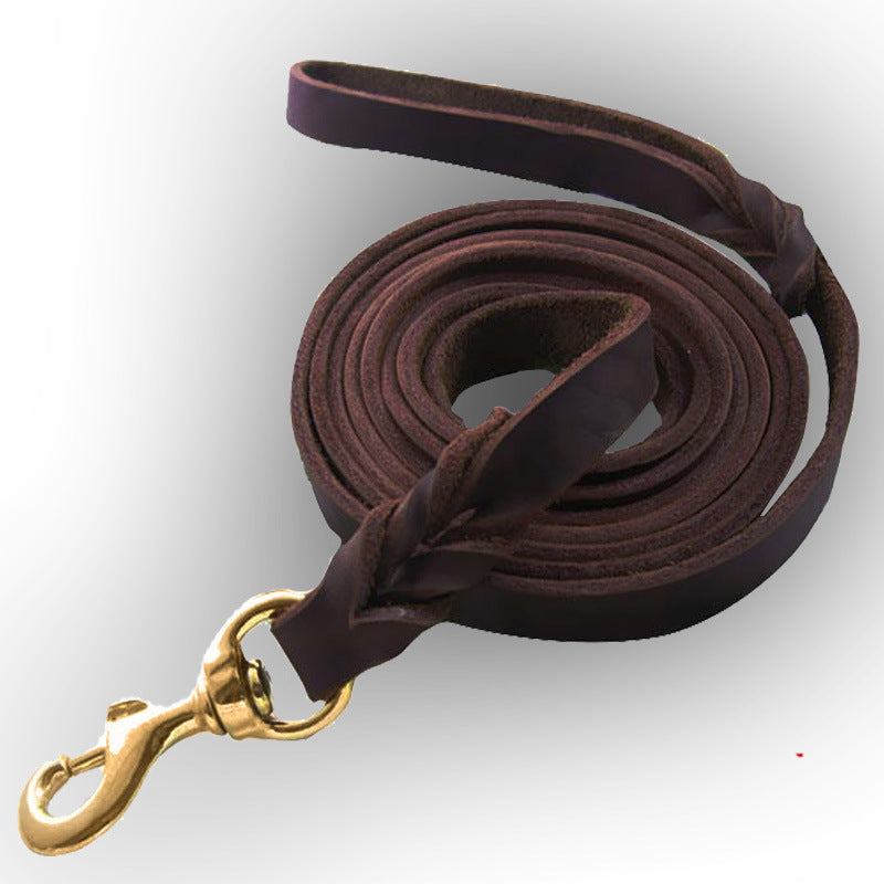 JMT-640138 Leather Dog Traction Rope for Training - 2 Meter Extended Telescopic Design, Ideal for Medium to Large Breeds