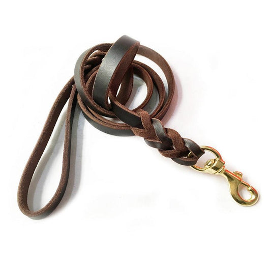 JMT-640138 Leather Dog Traction Rope for Training - 2 Meter Extended Telescopic Design, Ideal for Medium to Large Breeds