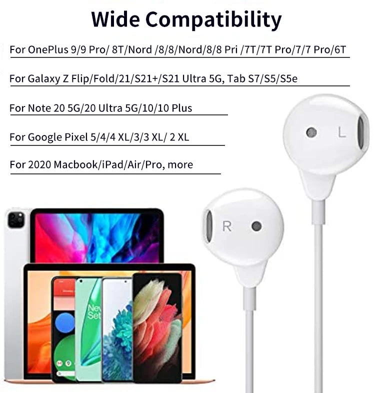 JMT-640458 Noise-Cancelling USB-C In-Ear Headphones with Microphone and Stereo Sound