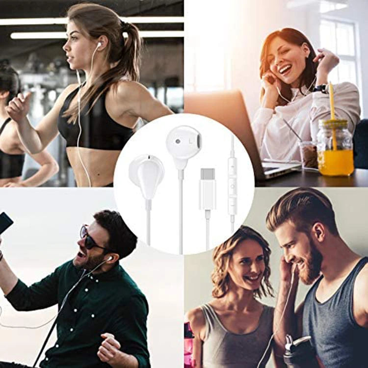 JMT-640458 Noise-Cancelling USB-C In-Ear Headphones with Microphone and Stereo Sound
