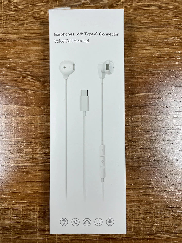 JMT-640458 Noise-Cancelling USB-C In-Ear Headphones with Microphone and Stereo Sound