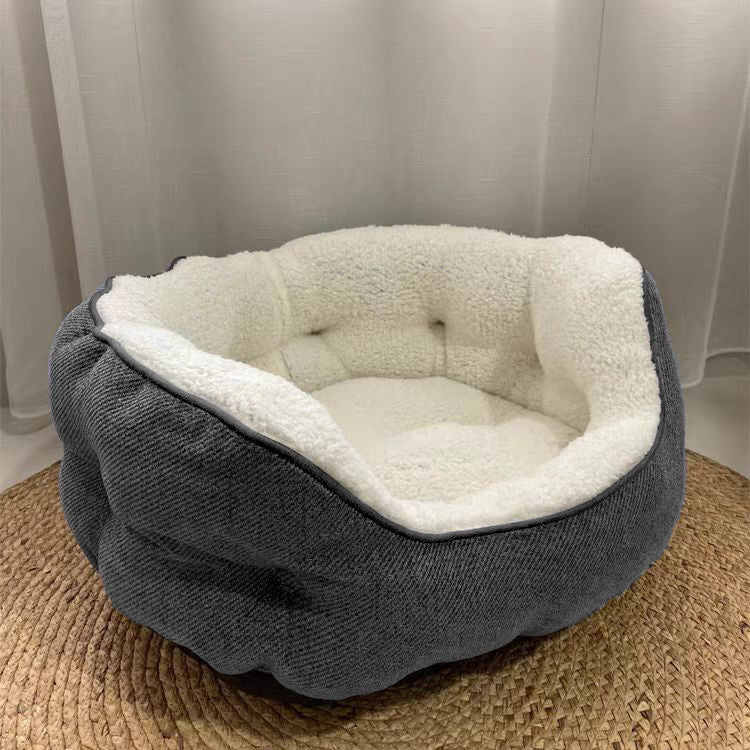 JMT-641098 Cozy High Rest Nest Cat Bed with Dark Gray Shell Backrest for Small to Medium Pets, Perfect for Autumn and Winter