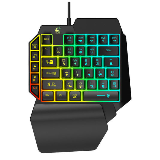 JMT-641610 Colorful Ergonomic One-Handed Gaming Keyboard Set with Three-Color Backlight and Compatible Gaming Mouse Options