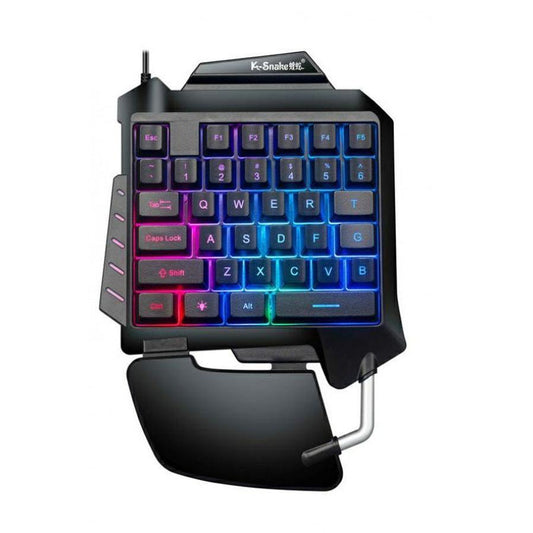 JMT-641610 Colorful Ergonomic One-Handed Gaming Keyboard Set with Three-Color Backlight and Compatible Gaming Mouse Options