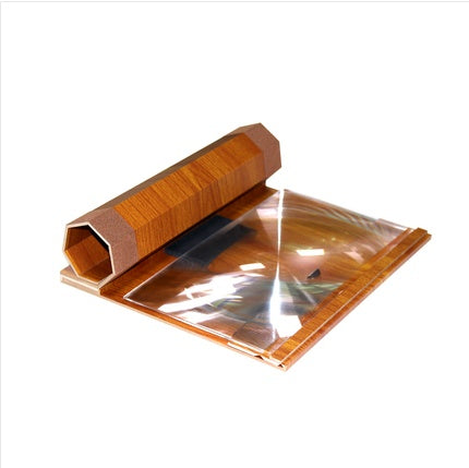 JMT-641802 Portable Mobile Phone Screen Magnifier Stand – Foldable Design in Dark Red Wood Grain, Yellow Wood Grain, and Black Walnut