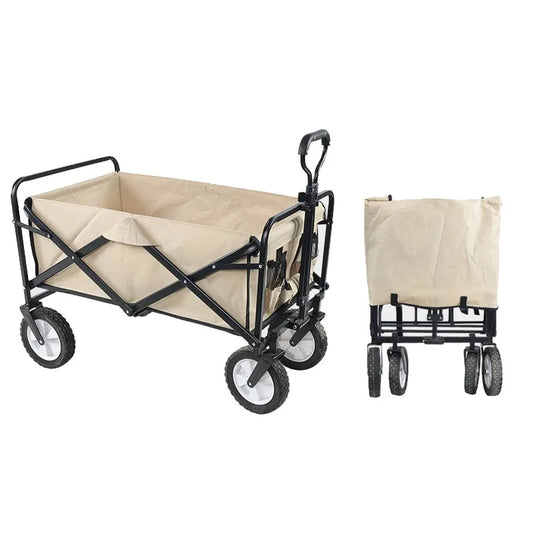 JMT-641994 Heavy Duty Collapsible Utility Wagon for Outdoor Camping, Beach, and Picnic - Adjustable Folding Cart