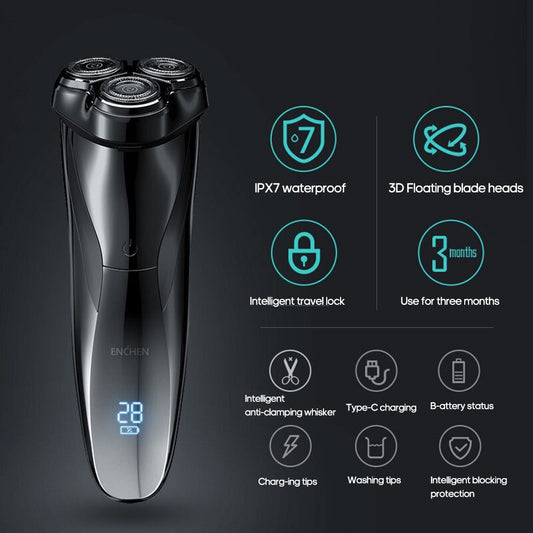 JMT-642186 Rechargeable Electric Shaver with USB Charging and 150 Minutes of Runtime