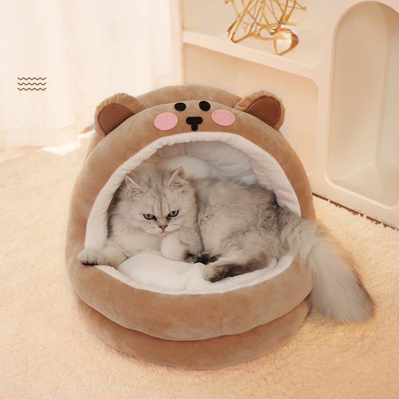 JMT-642250 Cozy Velvet Cat Bed for Small to Medium Pets - Warm Sleeping Bag Style Cushion