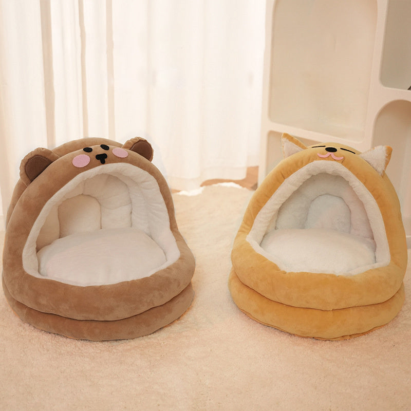 JMT-642250 Cozy Velvet Cat Bed for Small to Medium Pets - Warm Sleeping Bag Style Cushion