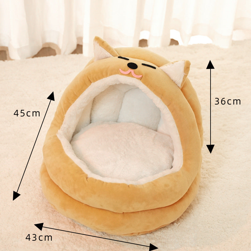 JMT-642250 Cozy Velvet Cat Bed for Small to Medium Pets - Warm Sleeping Bag Style Cushion