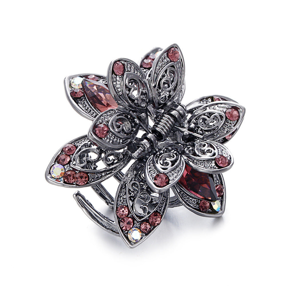 JMT-642634 Stylish Alloy Flower Hair Clips in Purple, Blue, and Gray for Women