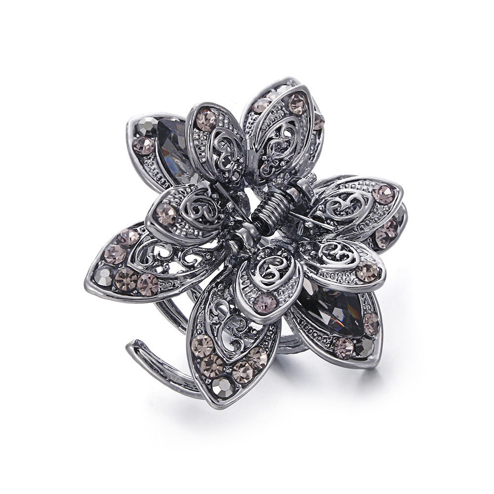 JMT-642634 Stylish Alloy Flower Hair Clips in Purple, Blue, and Gray for Women