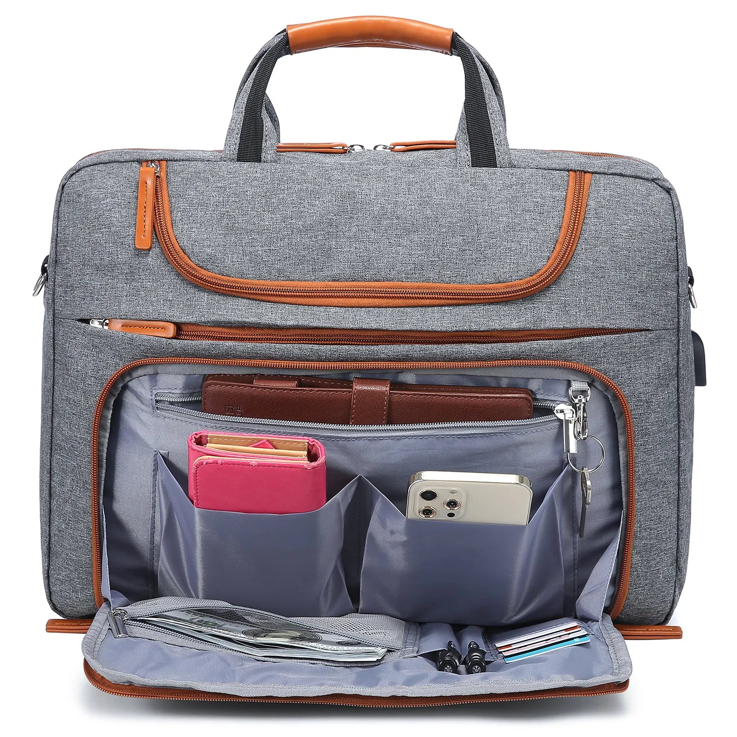 JMT-642762 Waterproof 15.6-17.3 Inch Laptop Briefcase with Adjustable Shoulder Strap for Men