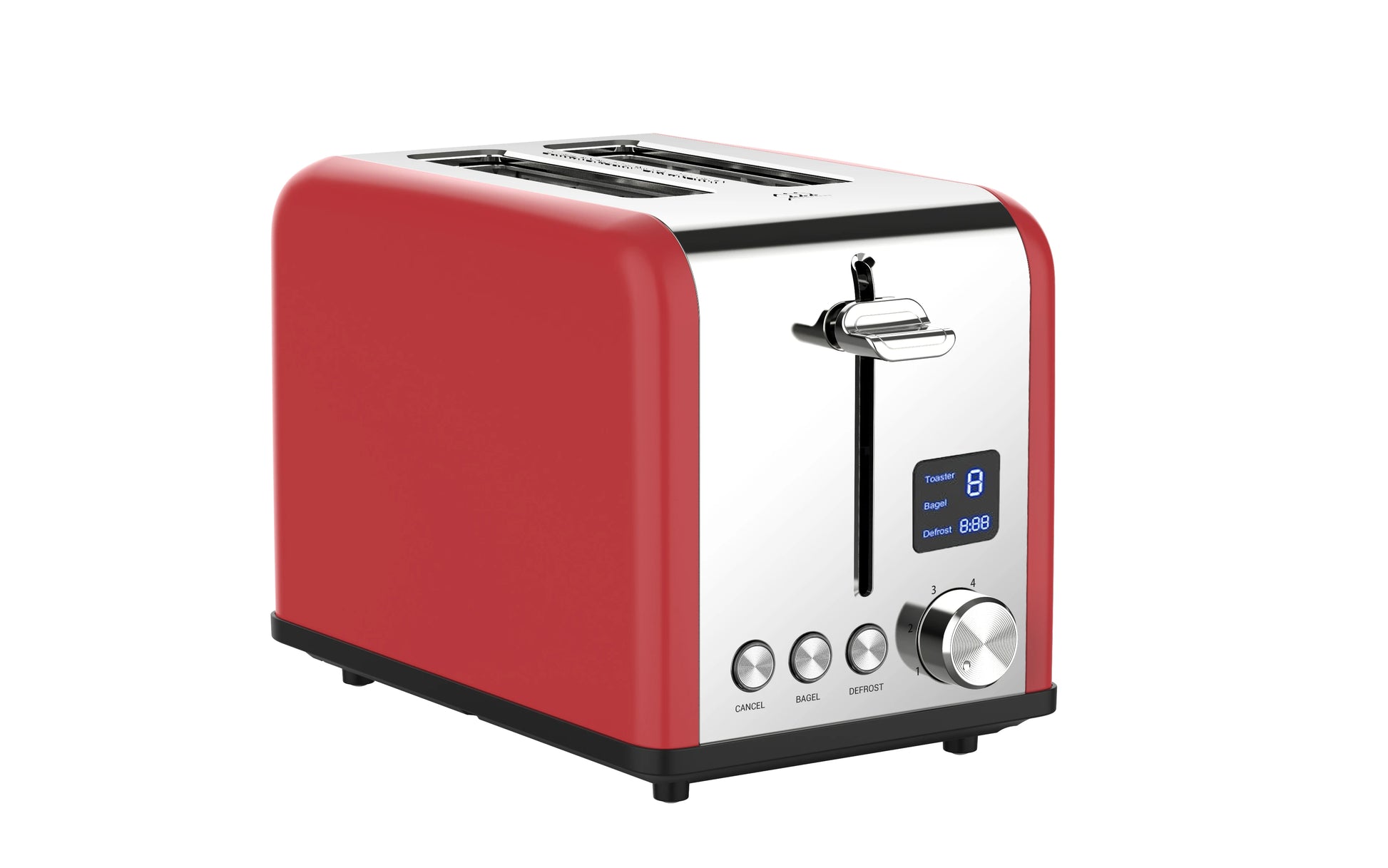 JMT-642890 Stainless Steel 2-Slice Automatic Pop-Up Bread Toaster with LED Display